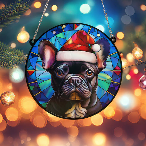 French Bulldog Christmas Suncatcher